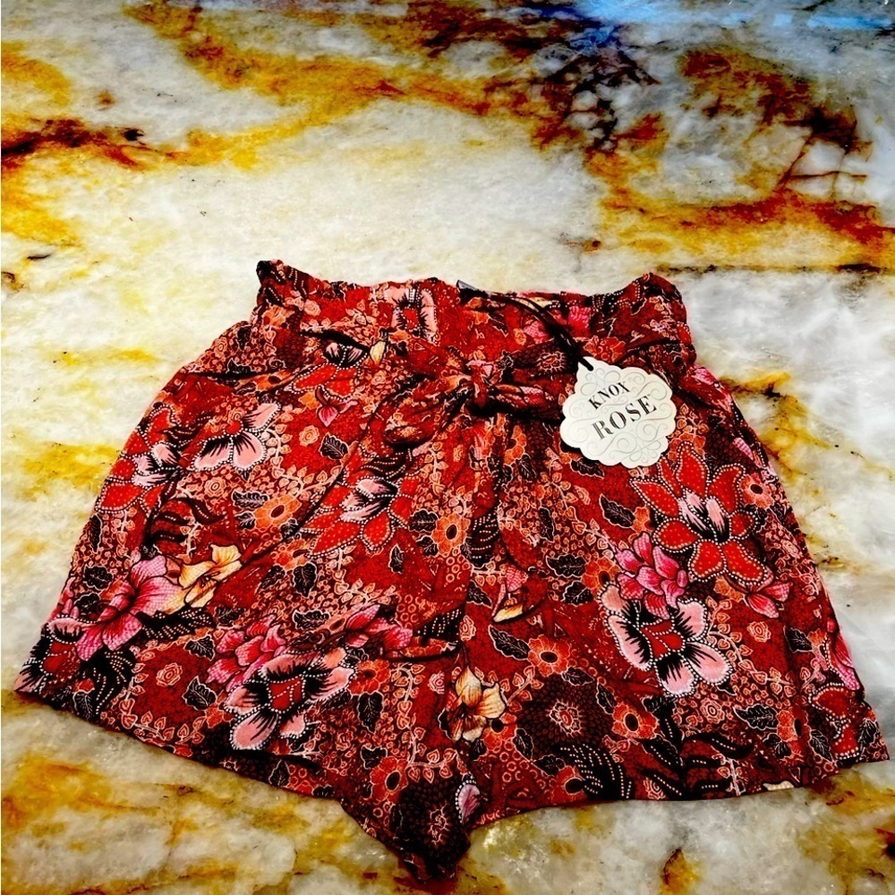 Knox Rose| Elastic Tie Waist | Floral Boho Shorts US XS
